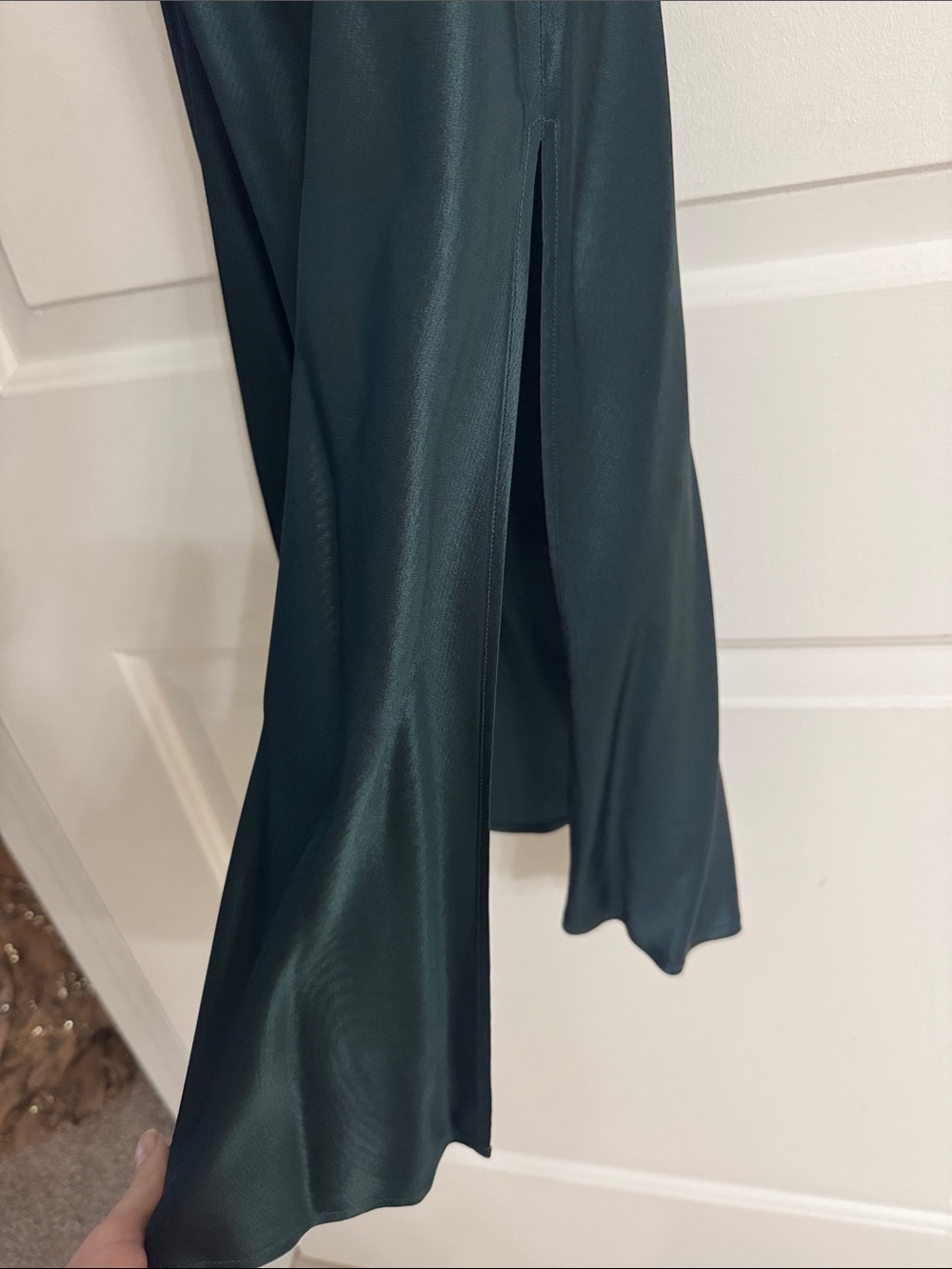Zara Emerald Green Satin Maxi Slip Dress - Picture 6 of 8